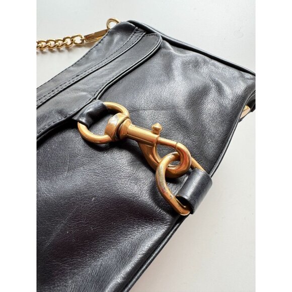 REBECCA MINKOFF Mini MAC Black Leather Gold Chain Crossbody Purse Bag - Picture 3 of 13
